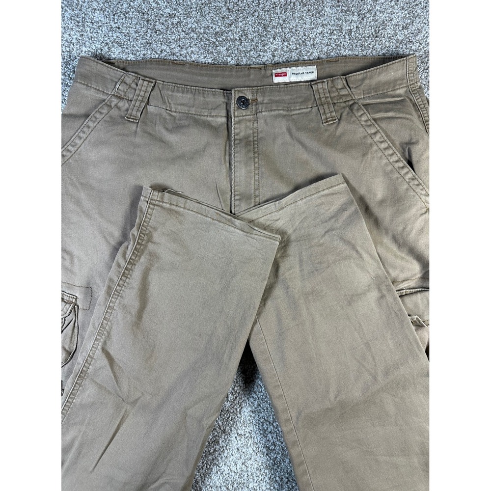 Wrangler Regular Taper Cargo Pants Mens 36x32 Tan Khaki Stretch 112344922